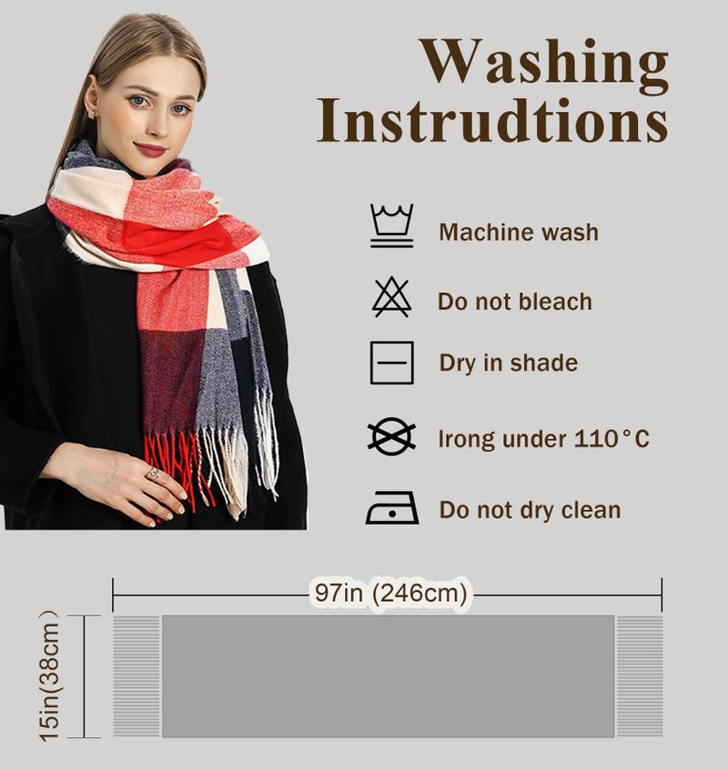 YSense Winter Scarf for Women, Fashion Long Plaid Scarves Warm Big Tartan Blanket Wrap Shawl Ladies Gifts - Image 2